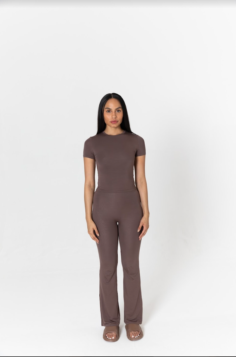 FLARED TROUSERS - MOCHA