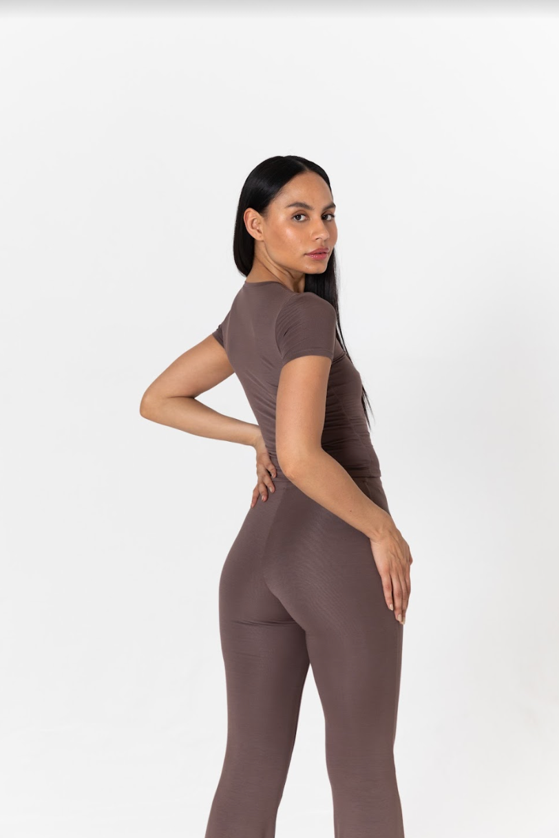 FLARED TROUSERS - MOCHA