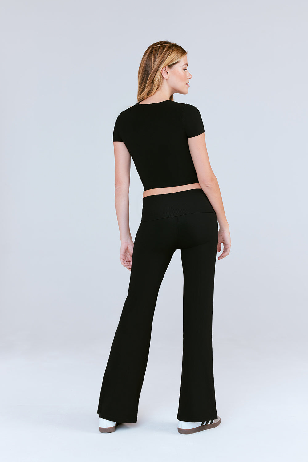 SCULPTING LOUNGE MULTIWAY FOLD WAIST FLARED TROUSERS - SHADOW BLACK