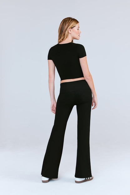 SCULPTING LOUNGE MULTIWAY FOLD WAIST FLARED TROUSERS - SHADOW BLACK