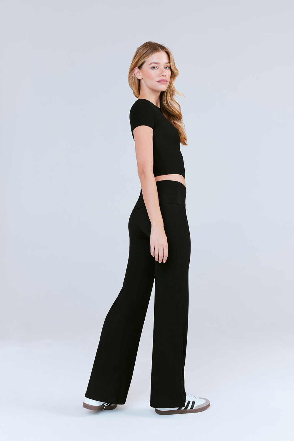 SCULPTING LOUNGE MULTIWAY FOLD WAIST FLARED TROUSERS - SHADOW BLACK
