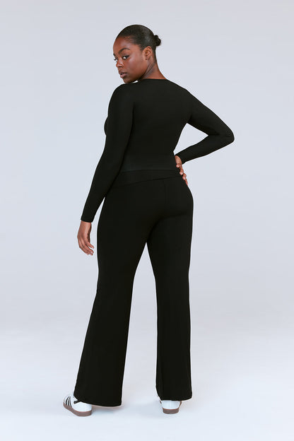 SCULPTING LOUNGE MULTIWAY FOLD WAIST FLARED TROUSERS - SHADOW BLACK