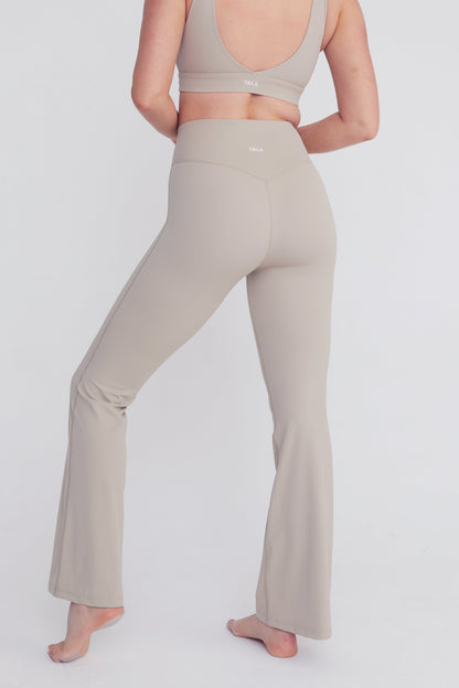 HIGH WAISTED FLARED YOGA PANT - LATTE
