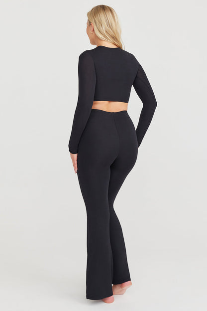 FLARED TROUSERS - SHADOW BLACK