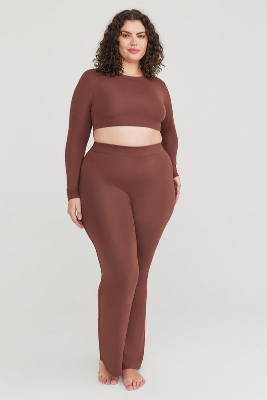FLARED TROUSERS - CHOCOLATE