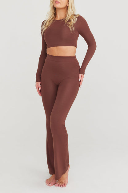 FLARED TROUSERS - CHOCOLATE
