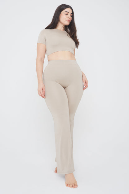 FLARED TROUSERS - SAND