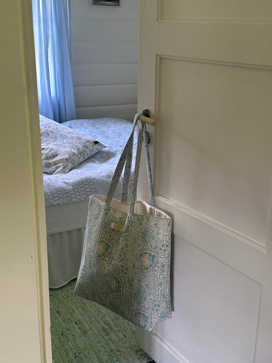 Corfu tote bag- White/Blue