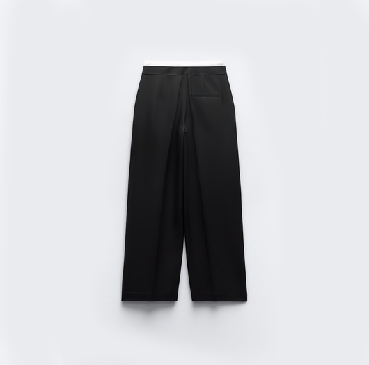 Double Waistband Wide-Leg Trousers