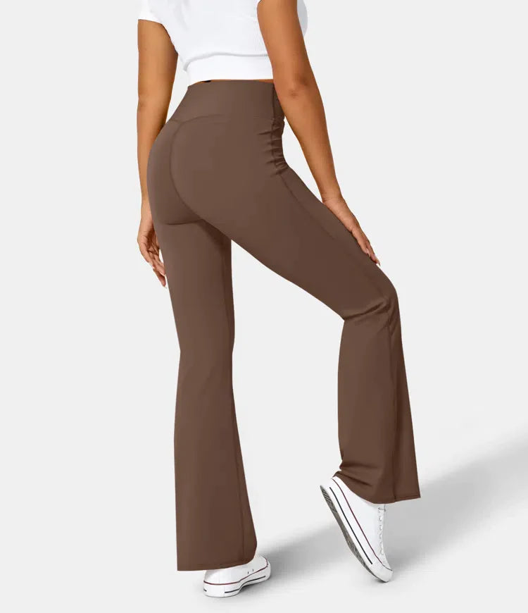 High Waisted Crossover Flare Leggings