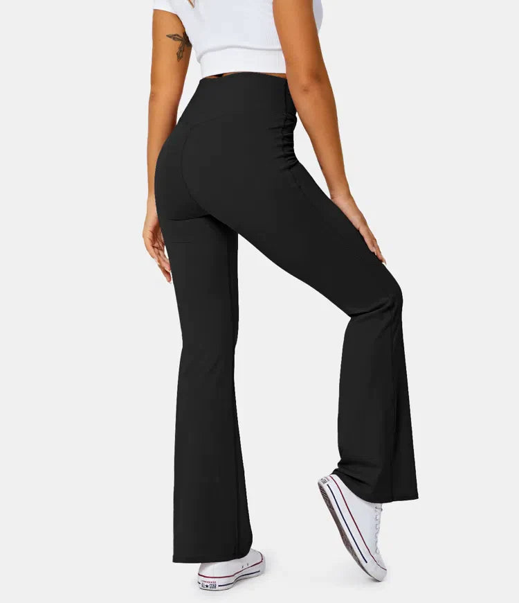 High Waisted Crossover Flare Leggings