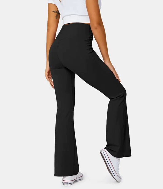High Waisted Crossover Flare Leggings