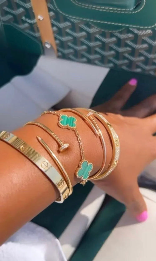 Rhinestone Nail Bracelet (in silver & gold)