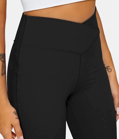 High Waisted Crossover Flare Leggings