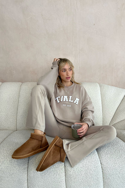 HIGH WAISTED FLARED YOGA PANT - LATTE