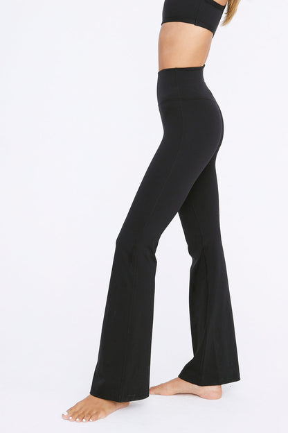 HIGH WAISTED FLARED YOGA PANT NO FRONT SEAM - SHADOW BLACK