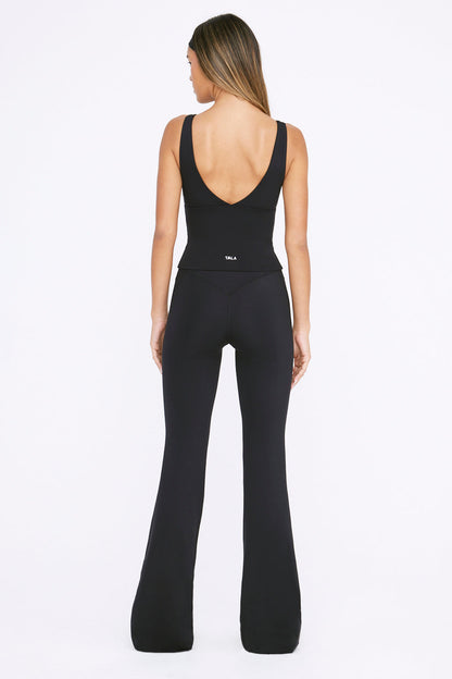 HIGH WAISTED FLARED YOGA PANT - SHADOW BLACK