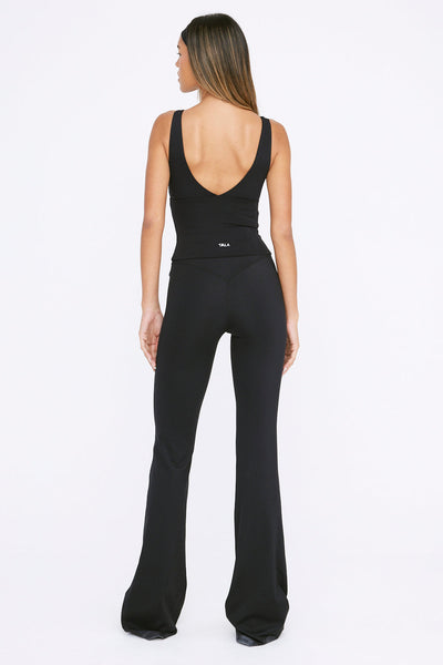 HIGH WAISTED FLARED YOGA PANT - SHADOW BLACK