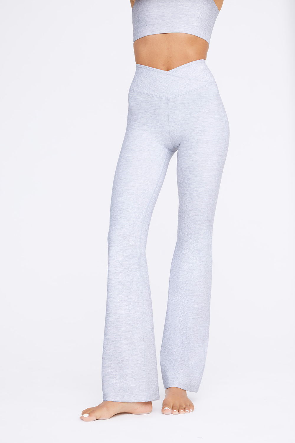 HIGH WAISTED FLARED YOGA PANT - GREY MARL