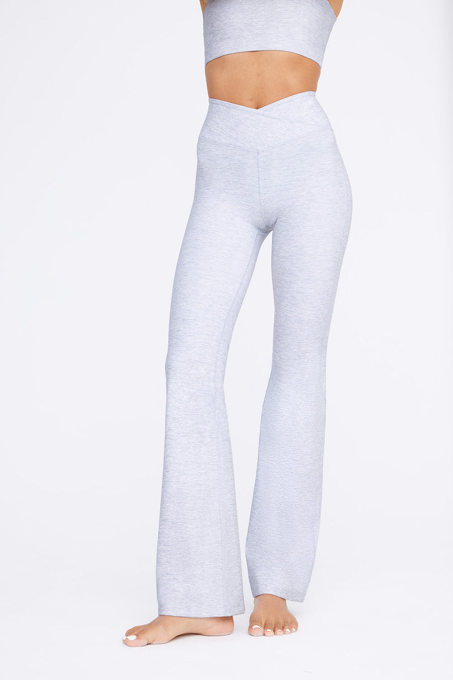 HIGH WAISTED FLARED YOGA PANT - GREY MARL