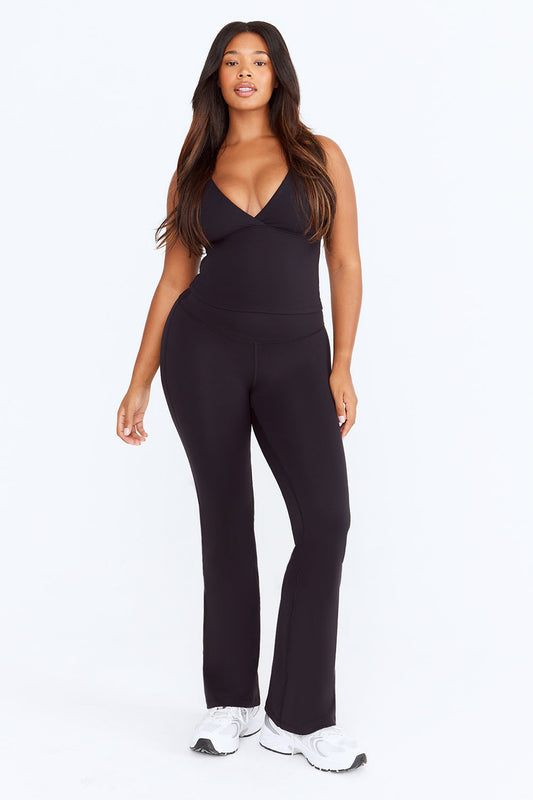 SKINLUXE HIGH WAISTED FLARED LEGGING - SHADOW BLACK