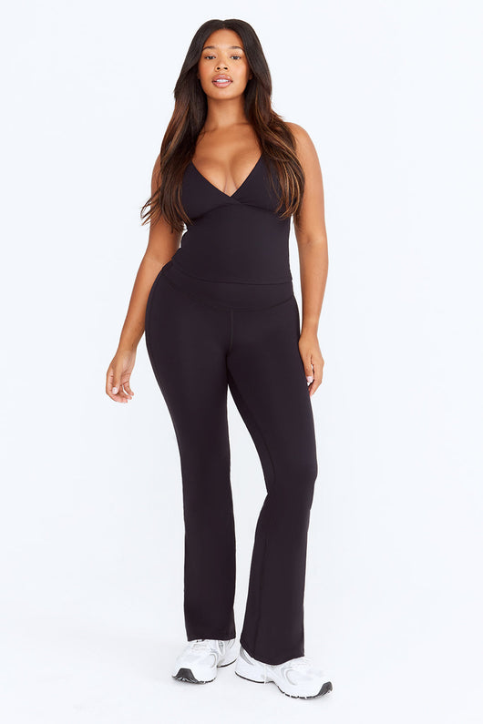 SKINLUXE HIGH WAISTED FLARED LEGGING - SHADOW BLACK