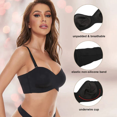 Full Support Non-Slip Convertible Bandeau Bra