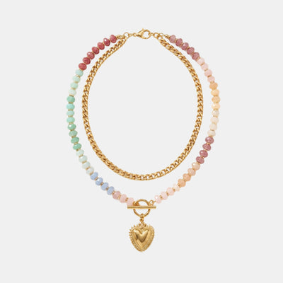 Pastel Bead Heart Necklace