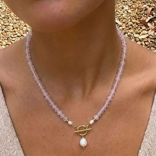 Pink Bead Pearl Necklace