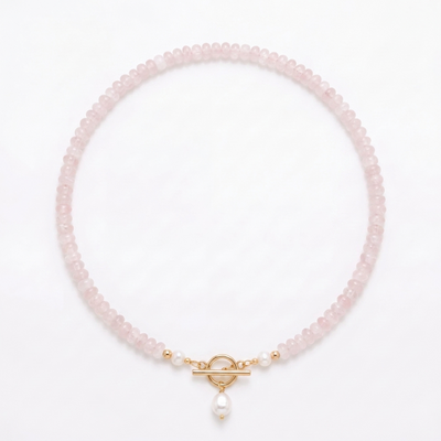 Pink Bead Pearl Necklace