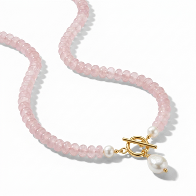 Pink Bead Pearl Necklace