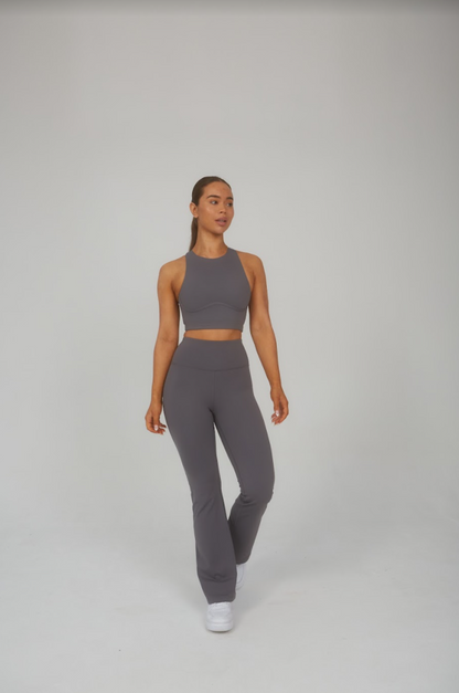 SKINLUXE HIGH WAISTED FLARED LEGGING - TORNADA GREY