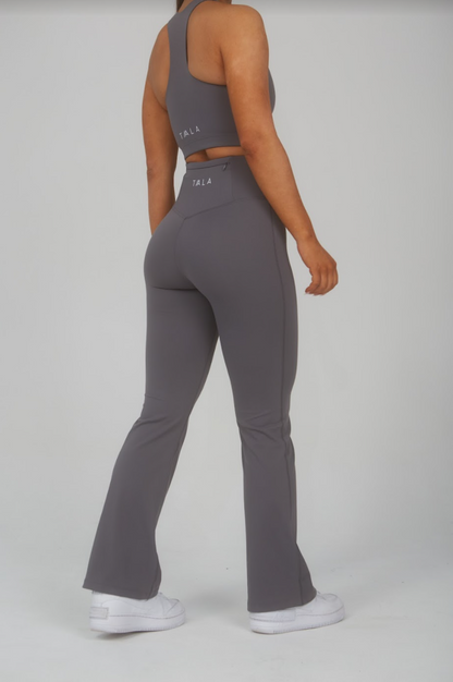 SKINLUXE HIGH WAISTED FLARED LEGGING - TORNADA GREY