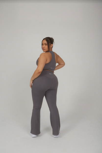 SKINLUXE HIGH WAISTED FLARED LEGGING - TORNADA GREY
