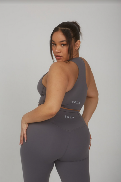 SKINLUXE HIGH WAISTED FLARED LEGGING - TORNADA GREY