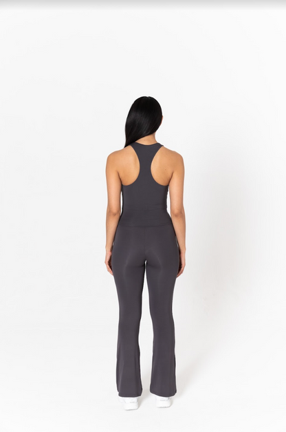 FLARED TROUSERS - OYSTER BLACK