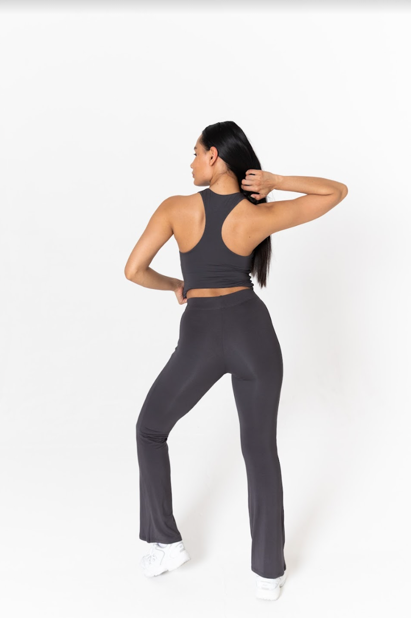 FLARED TROUSERS - OYSTER BLACK