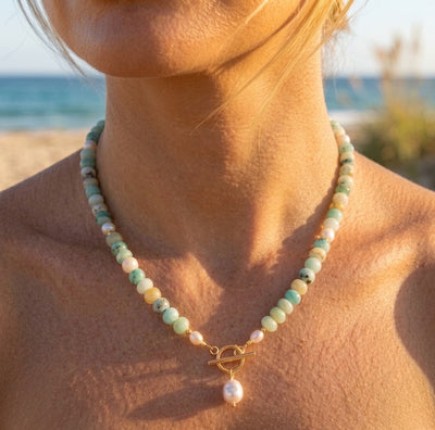 Turquoise Coastal Pearl Necklace