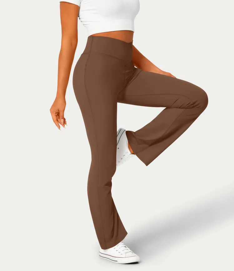 High Waisted Crossover Flare Leggings