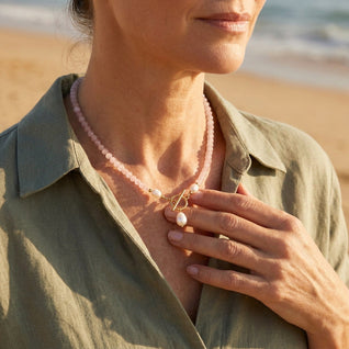Pink Bead Pearl Necklace