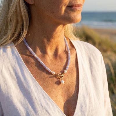 Lavender Bead Pearl Necklace