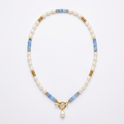 Coastal Pearl Aquamarine Necklace