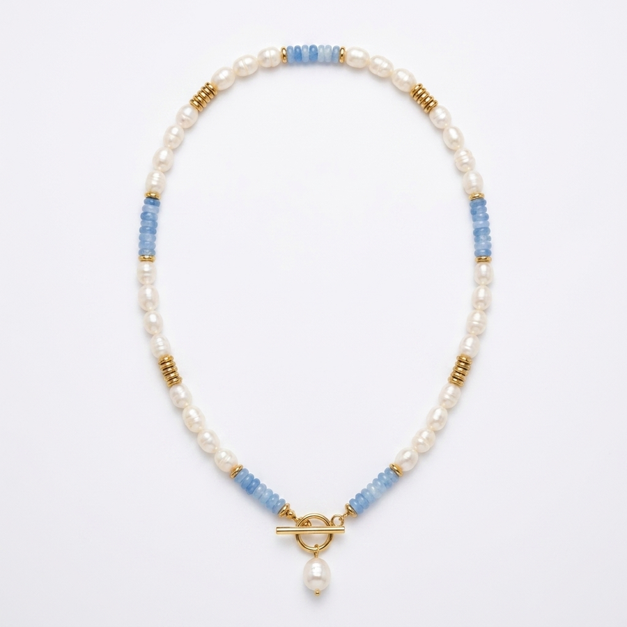 Coastal Pearl Aquamarine Necklace