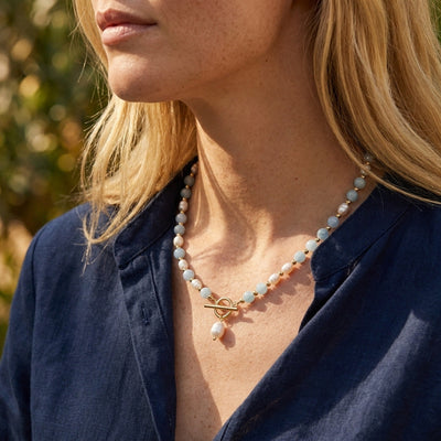 Coastal Blue Pearl Necklace