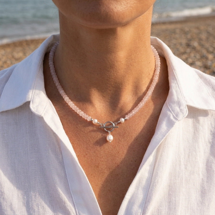 Pink Bead Pearl Necklace