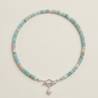 Turquoise Bead Pearl Necklace