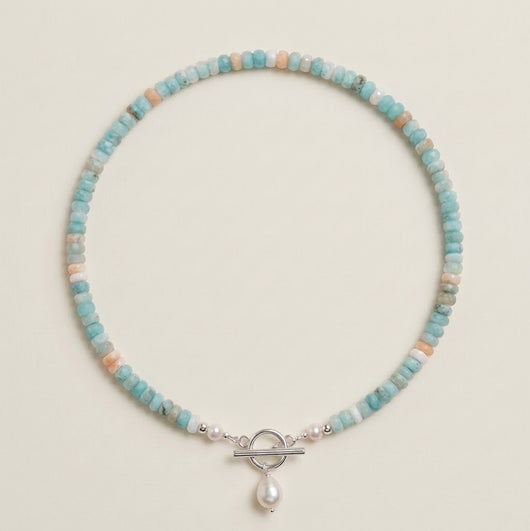 Turquoise Bead Pearl Necklace