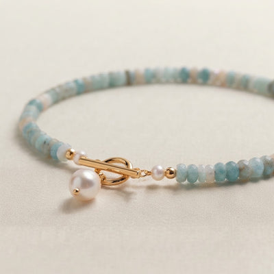 Turquoise Bead Pearl Necklace