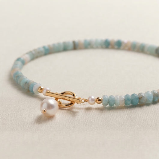 Turquoise Bead Pearl Necklace