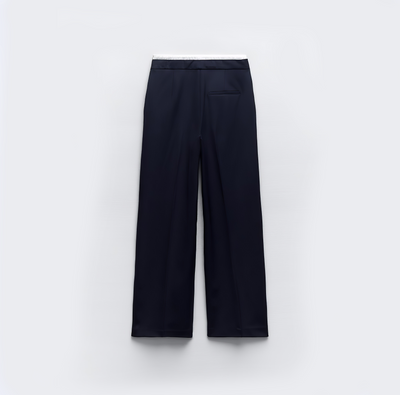 Double Waistband Wide-Leg Trousers